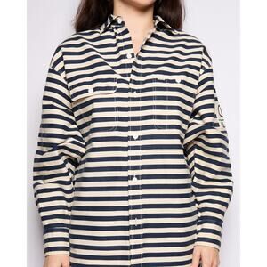 Vintage Ralph Lauren Navy Cream Striped Button Down